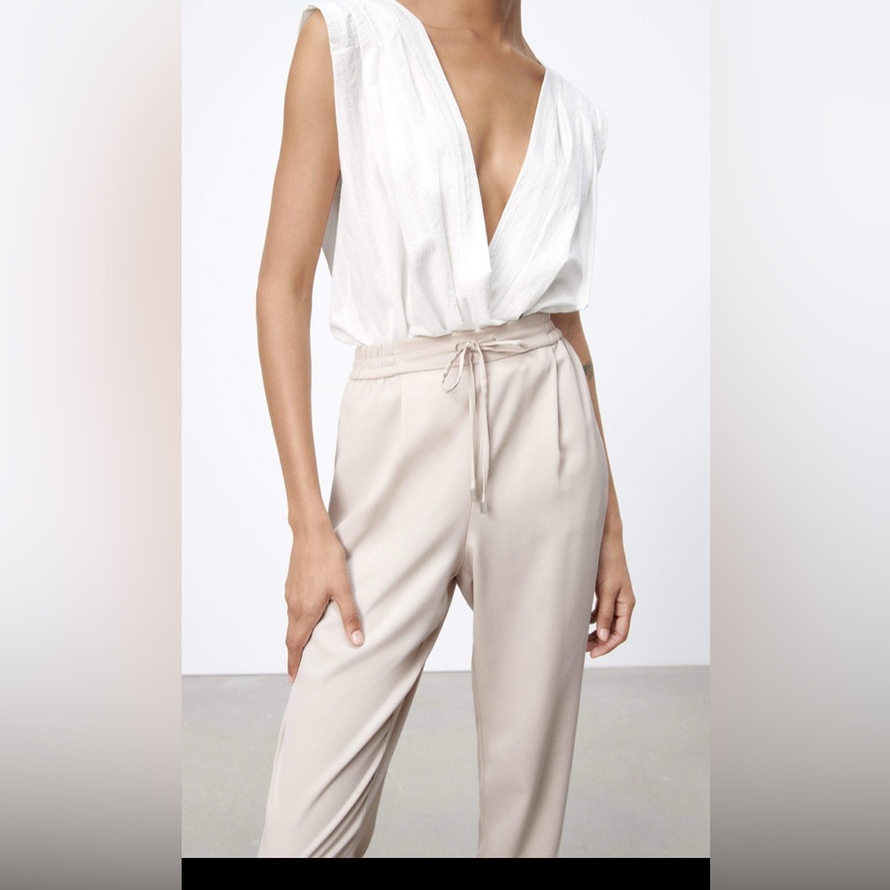 Zara Beige Drawstring Pants